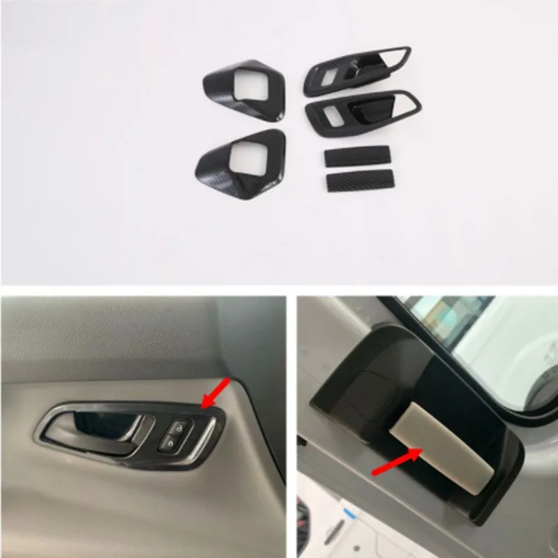 Carbon Fiber Style ABS Car Inner Door Handle Bowl Cover Trim Fit For Ford Transit 2017 And Fit Ford Tourneo Custom 2016