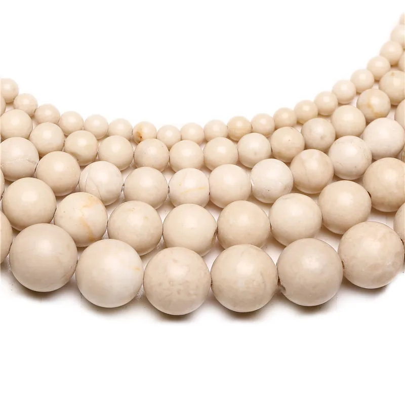 Natural Stone Beads Ivory Shell Round Loose Beads For Jewelry Making DIY Handmade Bracelets 4/6/8/10/12MM