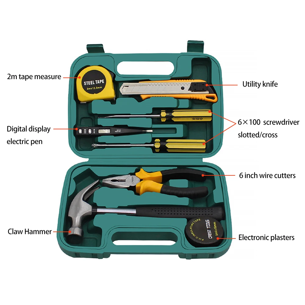 Allsome Carbon Stahl 9 Pcs Haushalt Werkzeug-set Kombination Hand schraubendreher-set Reparatur Kit Geschenk Werkzeug Mit Box DIY Reparatur