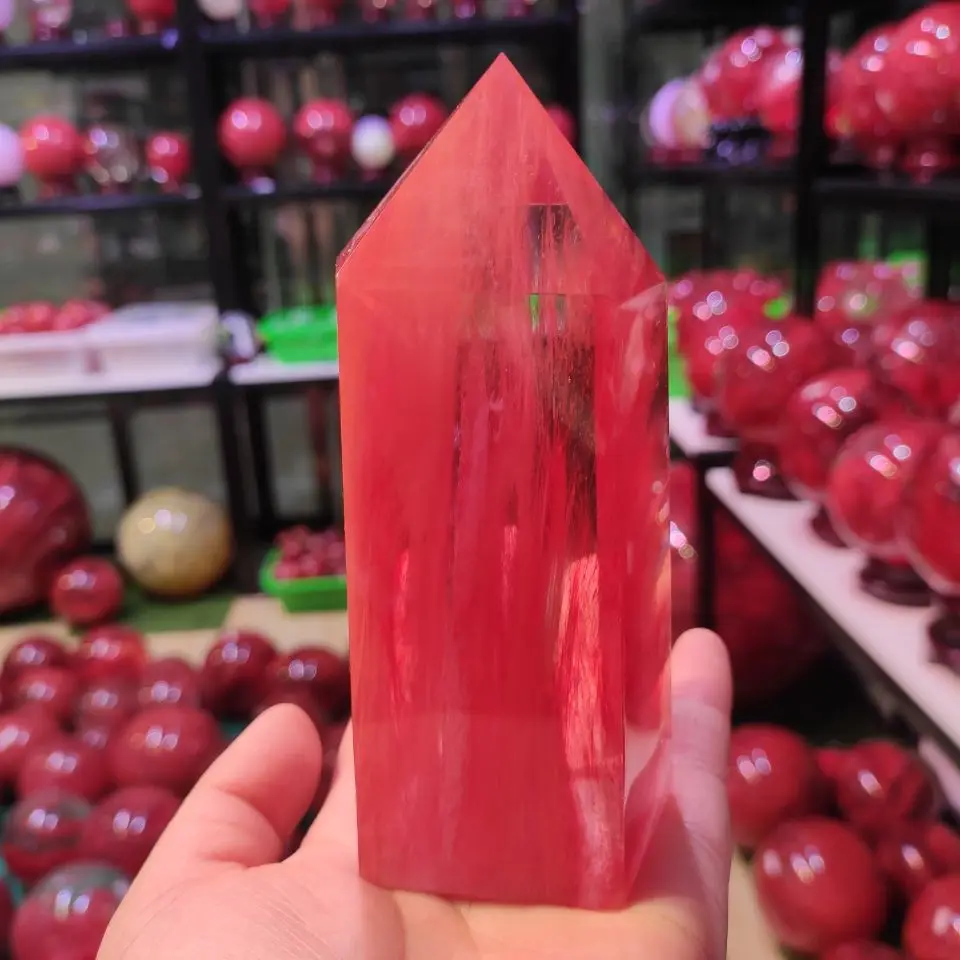 1pcs Pure handmade giant red melting-stone single pointed wand point healing family decorative arts and crafts collection Reiki