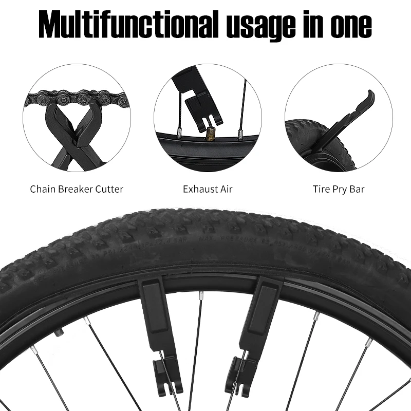 WEST BIKING 2Pcs Bicycle Tyre Tire Lever 3 in 1 Bicycle Repair Tools Chain Breaker Cutter Bike Tools Tyre Crossbar Tire Pry Bar