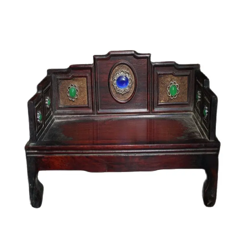 

Rosewood inlaid gem arhat bed decoration family collection