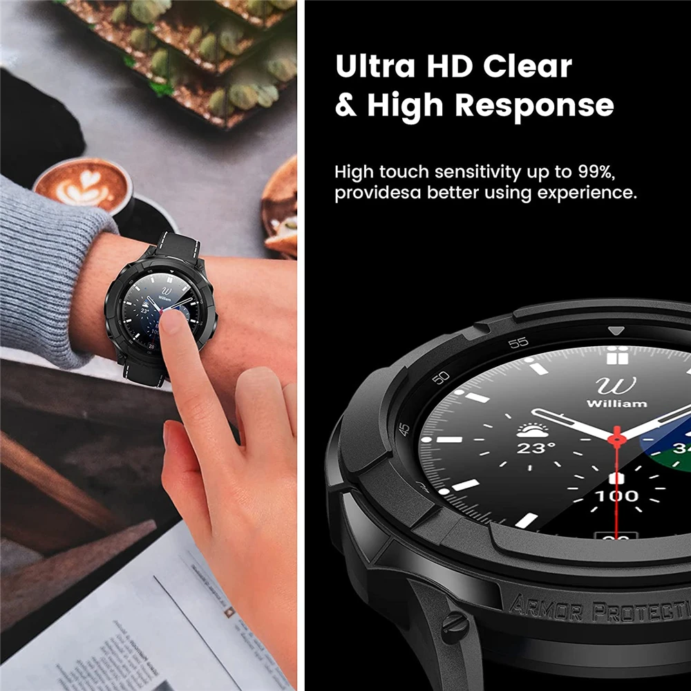 3 in 1 Accessories for Samsung Galaxy Watch 4 Classic 46mm 42mm TPU case + bezel ring + 2 screen protector Tempered Glass flims