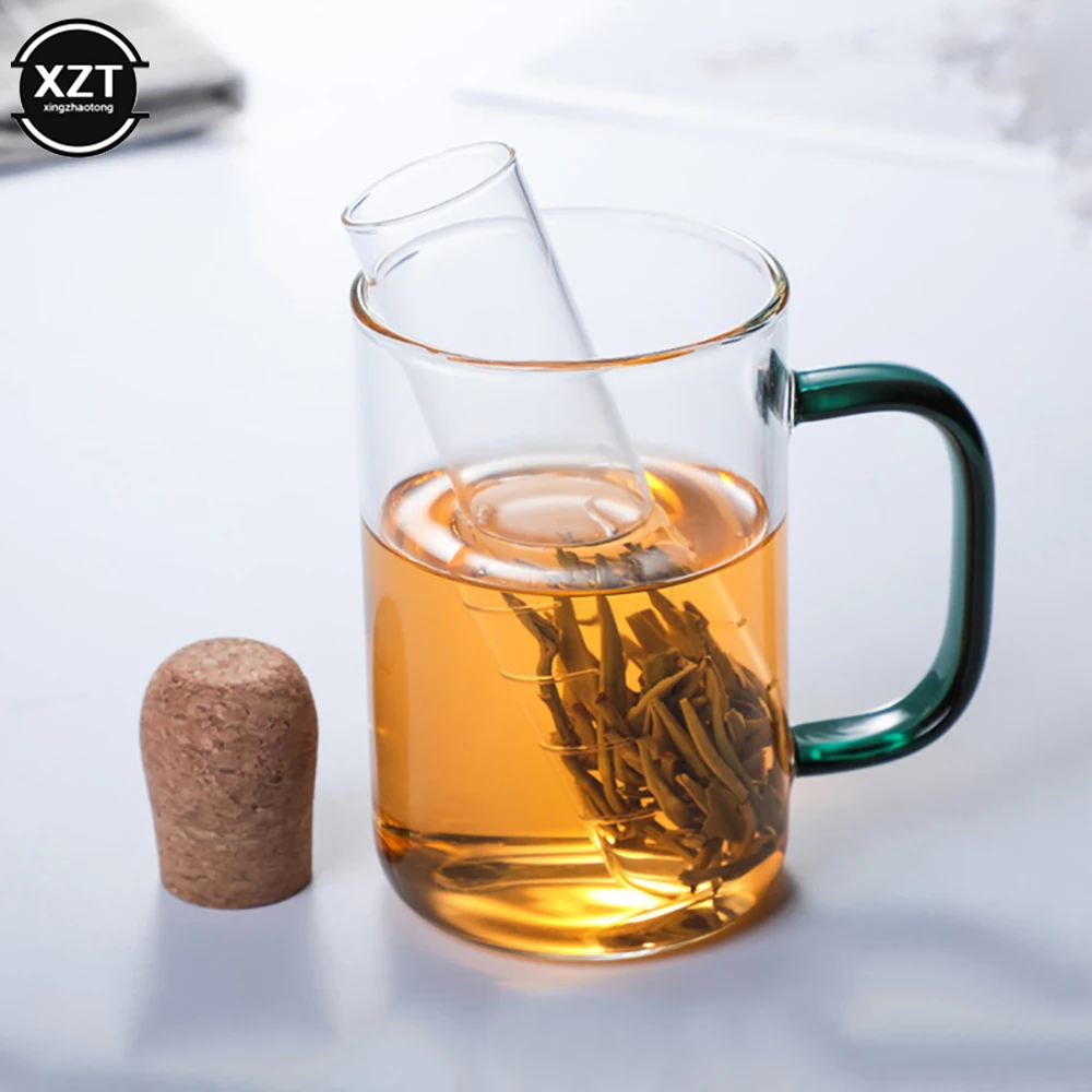 Creative Glass Tea Infuser Pipe Glass Design Tea Strainer For Mug Fancy Filter For Puer Tea Herb Tea Tools With Cork Stopper