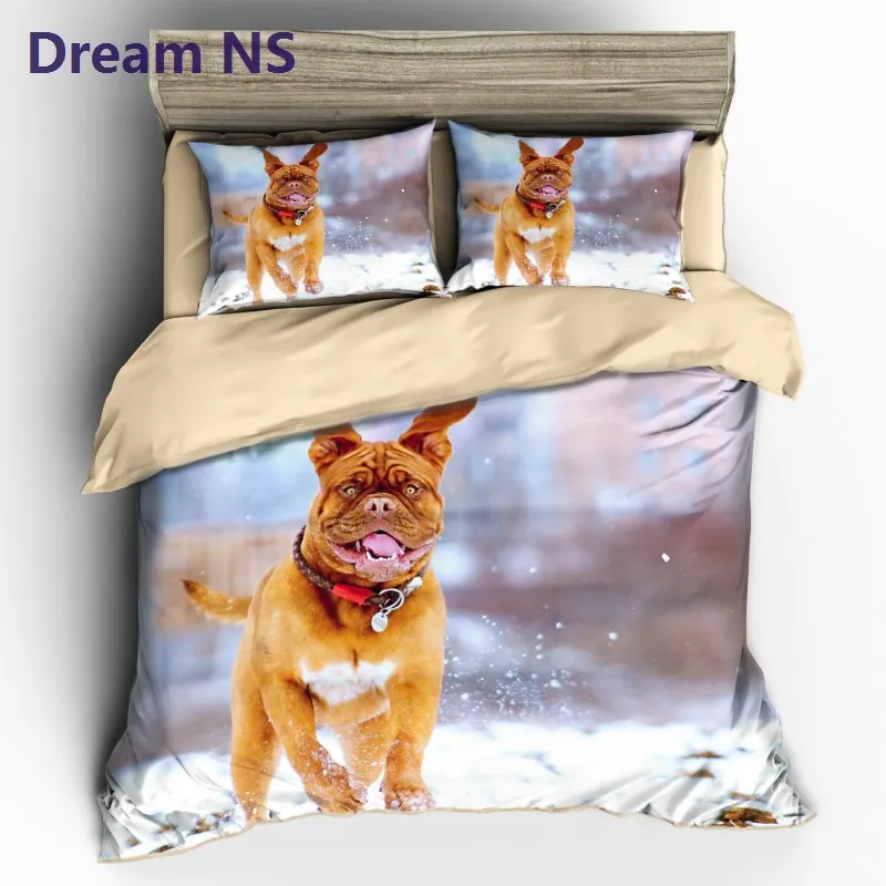 

AHSNME Photographs Bulldog running in the snow as a quilt cover home textile bedding size suitable for many countries