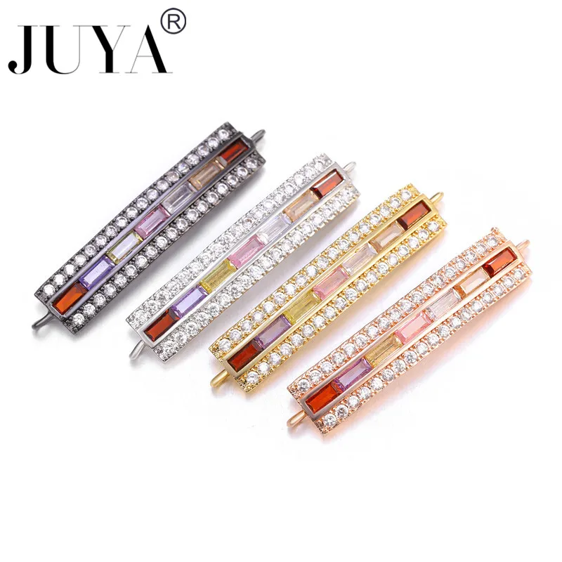 JUYA DIY CZ Rainbow Bracelet  Stone for Woman Multicolored Necklace Pendants Fashion Jewelry Rainbow Long Chain Necklace