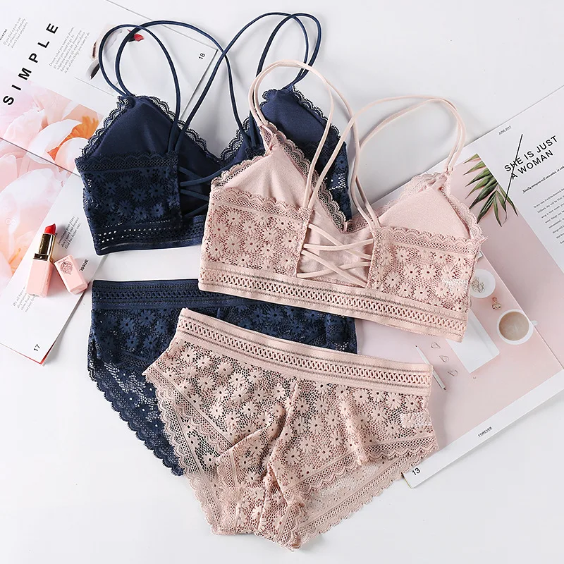 Sexy lingerie set Lace Bra and Panty Seamless bralette Push Up Underwear Women Briefs Wireless Langerie Feminina Fashion Bras