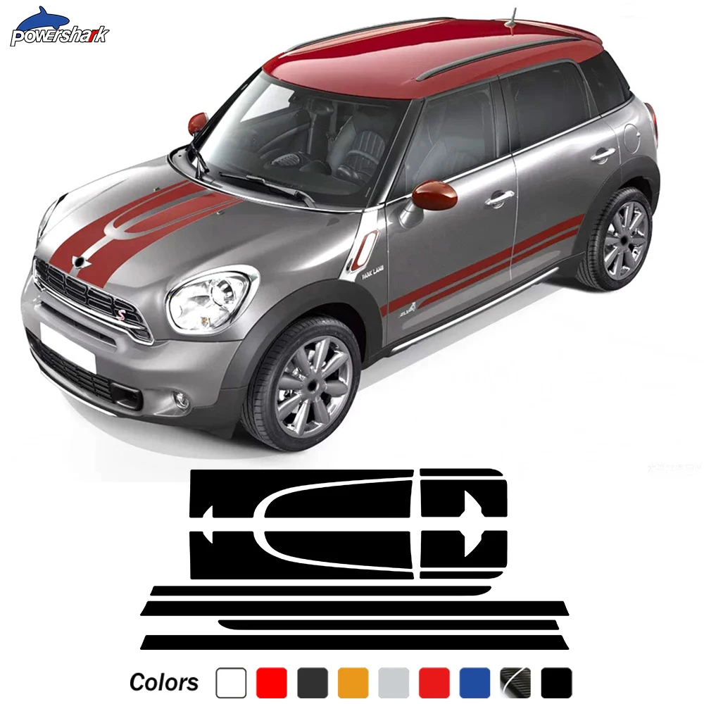 Calcomanía de capó de coche, Kit de cubierta de motor, cuerpo de maletero, rayas laterales de vinilo, pegatina de falda para MINI Countryman R60 Cooper S JCW, accesorios