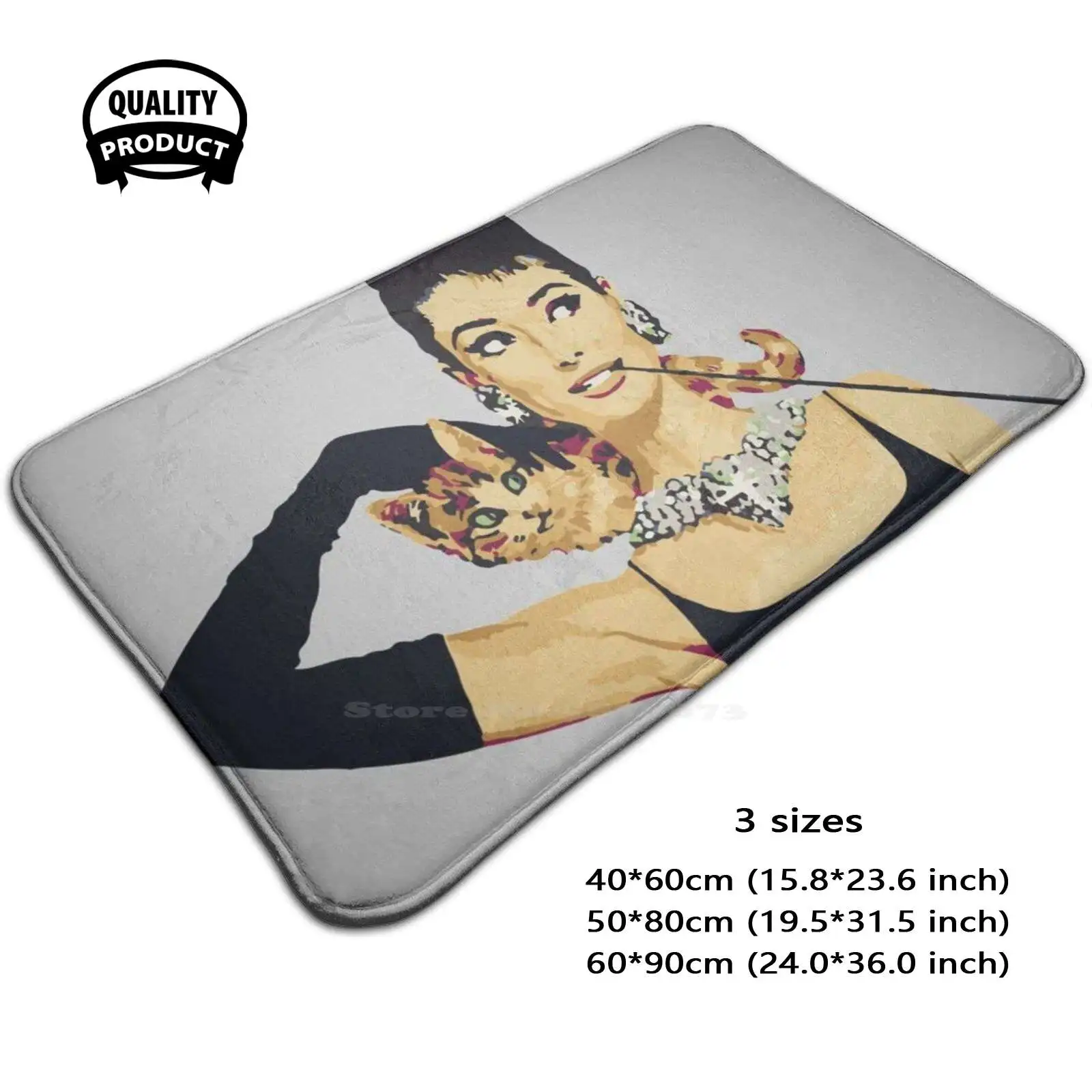 Breakfast At | Audrey Hepburn Silver Soft Cushion Home Carpet Door Mat Car Rug Breakfast At Audrey Hepburn Celebrity Holly