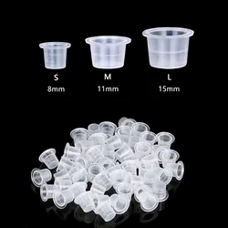 100/300/500pcs tazze di inchiostro per tatuaggi in plastica 8mm 11mm 15mm tazze di inchiostro per tatuaggi supporto contenitore tappi di inchiostro a pigmenti accessori per tatuaggi