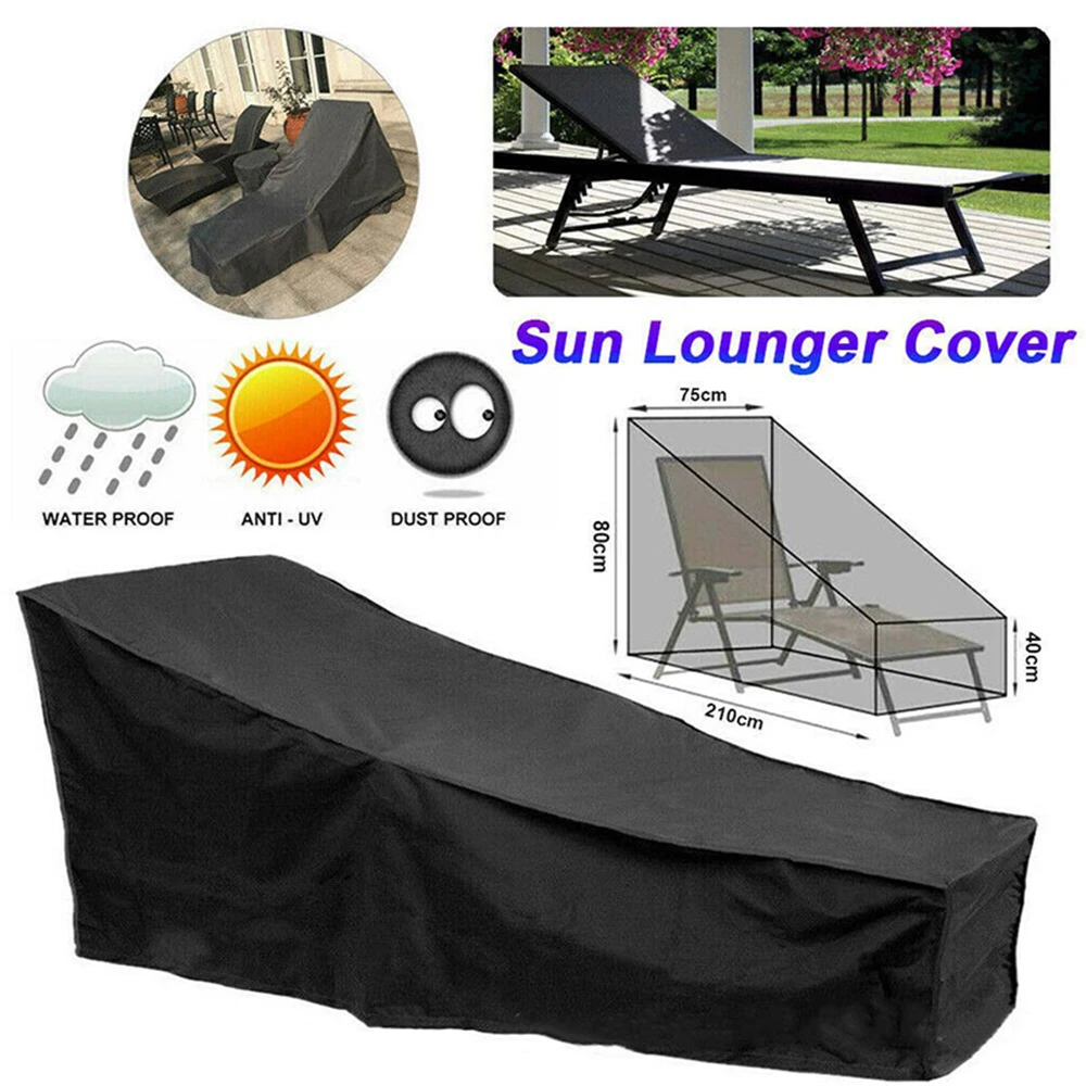 

3 Sizes Garden Terrace Recliner Dust Cover Beach Chair Sunshade Outdoor Furniture Waterproof Cover 210D Oxford Cloth