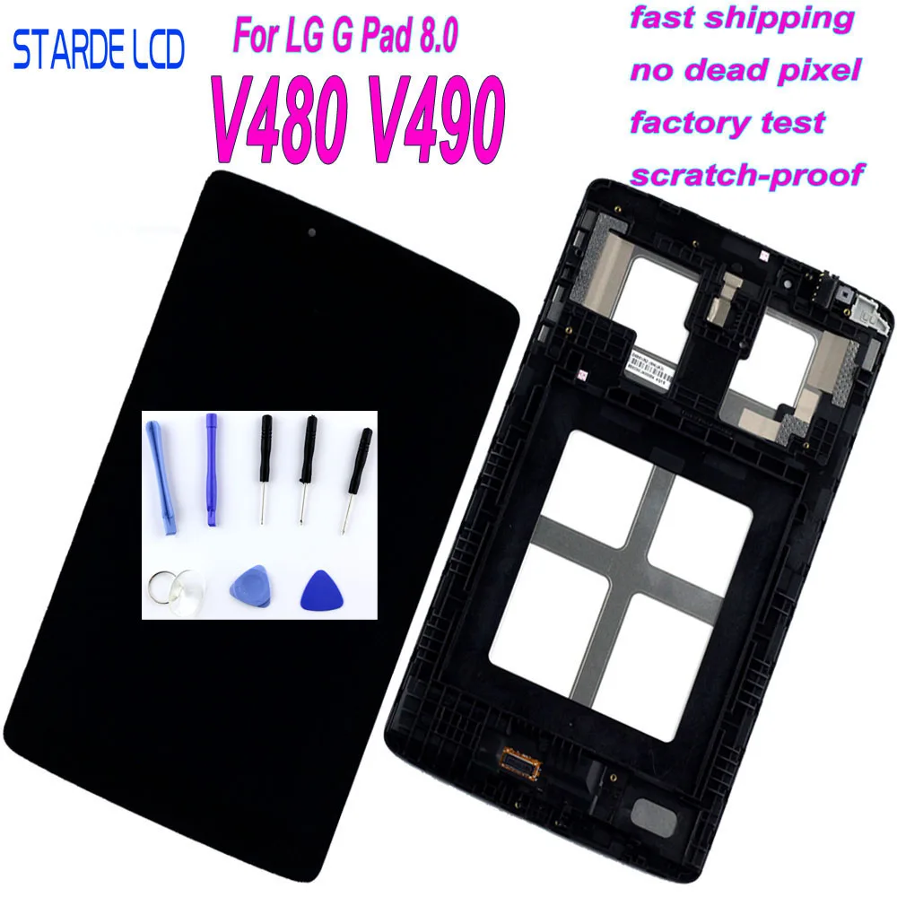 Starde LCD For LG G Pad 8.0 V480 V490 LCD Display Touch Screen Digitizer Assembly with Frame Replacement