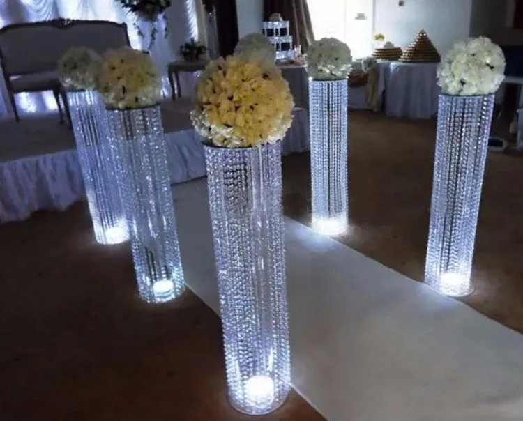 

120cm 48inch height Wedding walk way flower stand stage venue arylic crystal column pillar for wedding party decoration