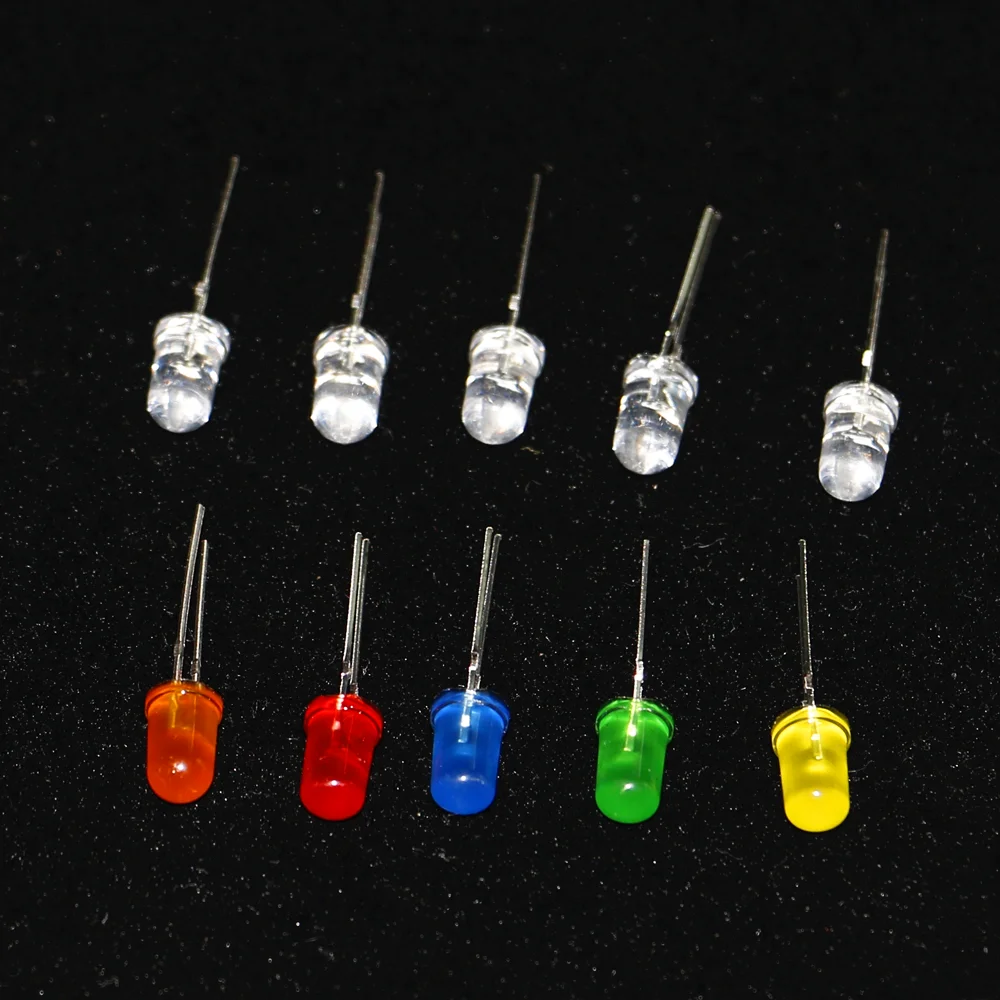 200pcs 5mm LED Diode Light Round Bright White Yellow Red Green Blue Assortment Assorted Kit DIY Box Support Dropshipping