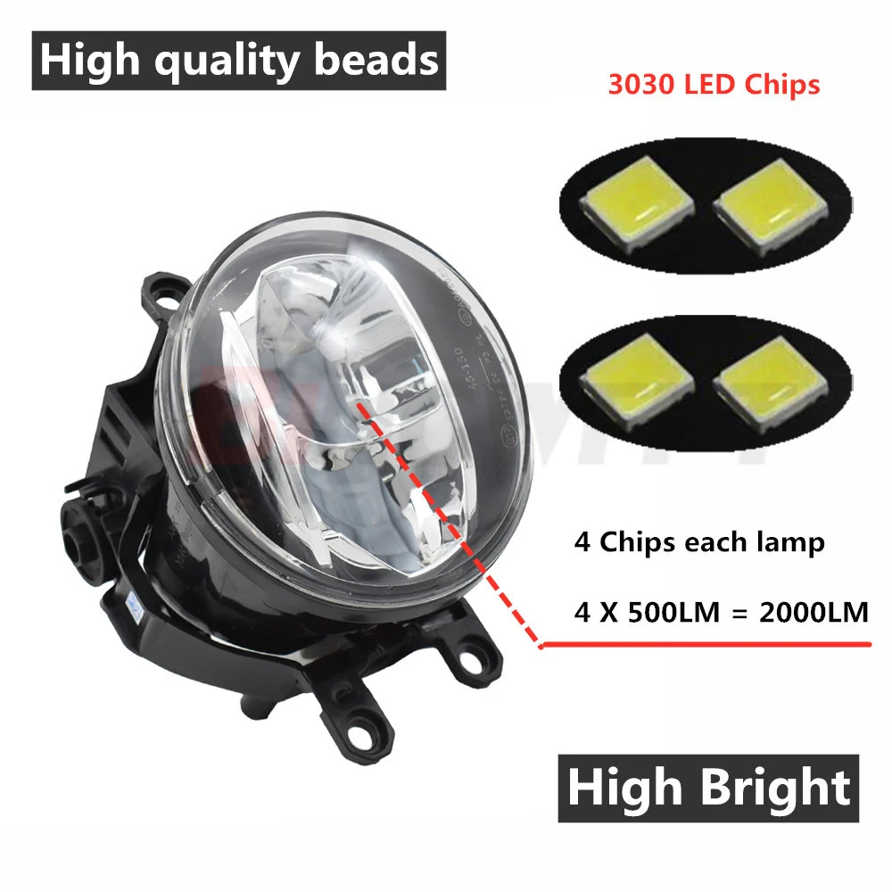 2pcs For Toyota Avensis hatchback /  estate /  Saloon T25 2003-2008 Car H11 LED Fog Light Daytime Running Light DRL White 12V