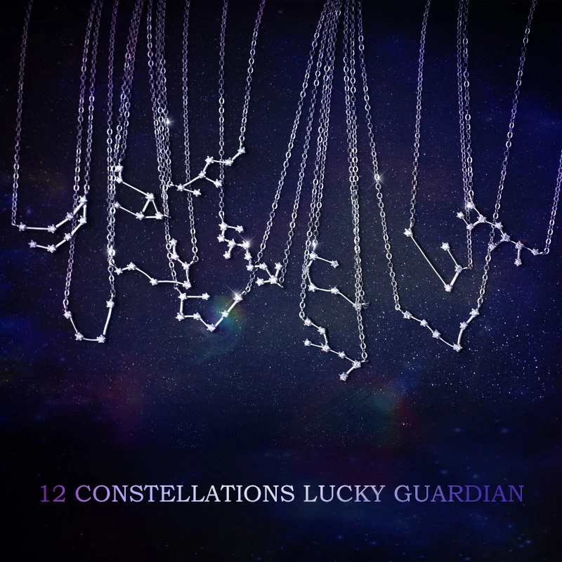 Modian Real 925 Sterling Silver Twelve Constellations Aries Gemini Capricorn Fashion Crystal Necklace Pendant For Women Jewelry