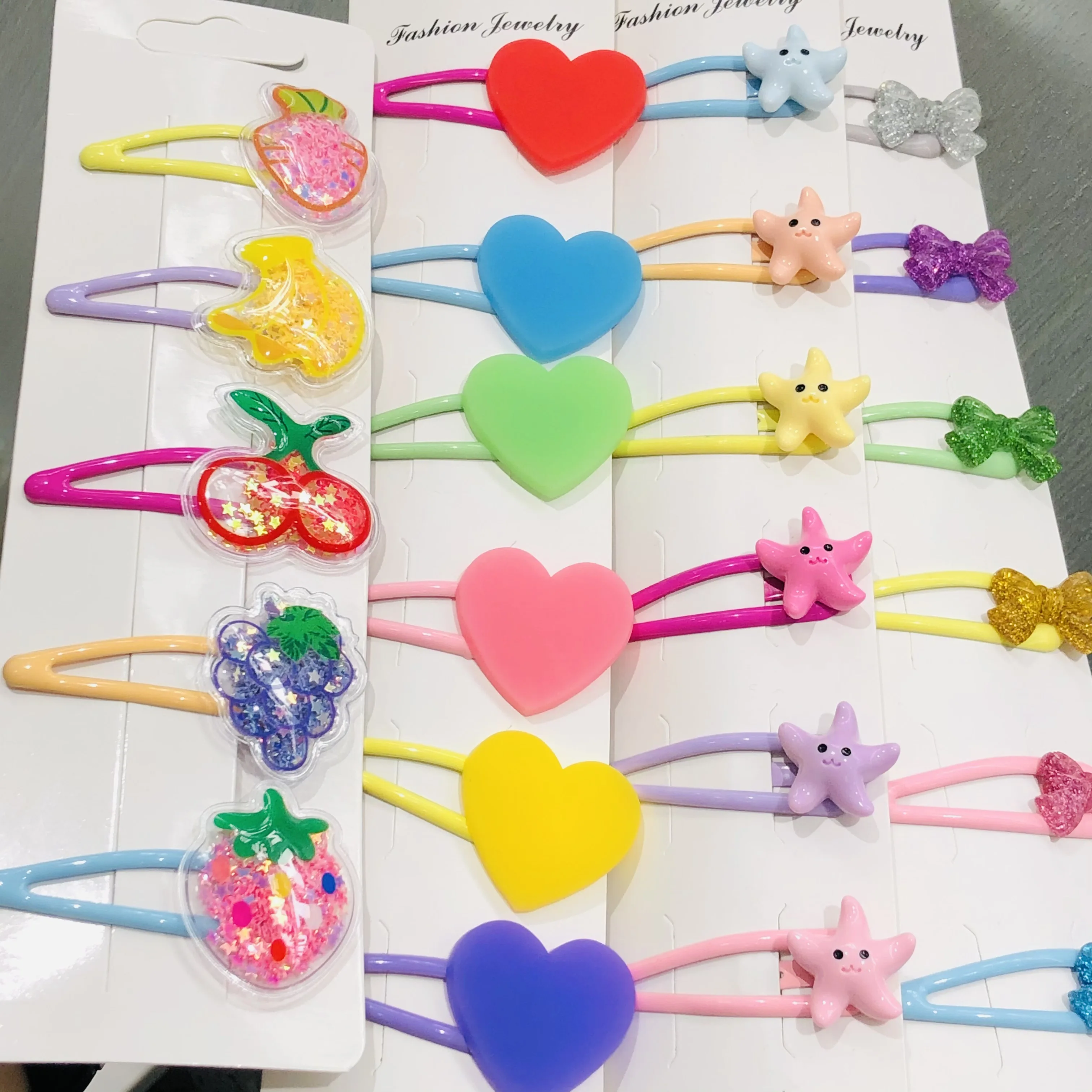 5/6Pcs/Set Colorful Love Heart Hairpins For Girls Headwear Sweet Hair Clips Barrettes Kids Fashion Hair Accessories