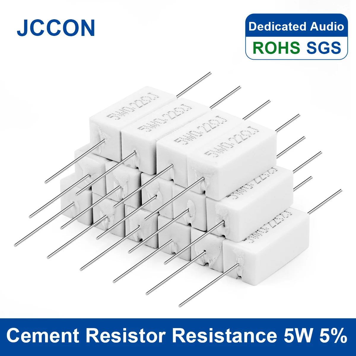 Resistencia de potencia de resistencia de cemento, 5W, 5%, 0,1 ~ 10K, 0.1R, 0.5R, 1R, 10R, 100R, 0,22, 0,33, 0,5, 1, 2, 5, 8, 10, 15, 20, 25, 30, 100, 1K, 10K ohm, 10 unidades