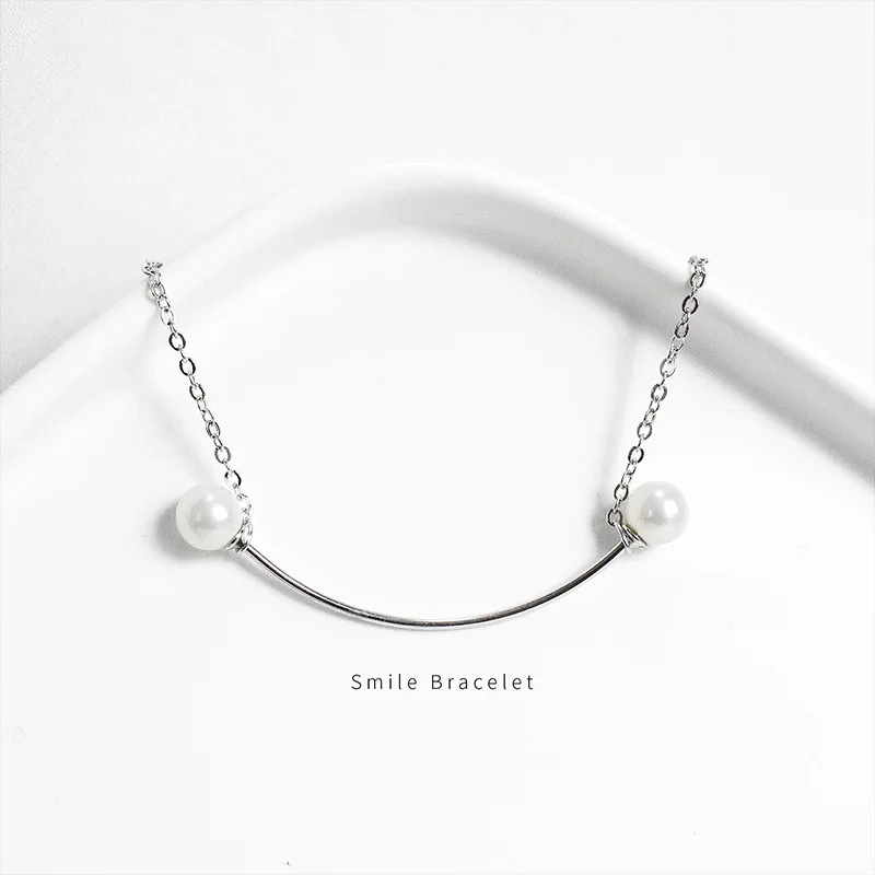 Smiling Pearl  Bracelet  Link Chain Bracelet For Women 925 Sterling Silver  Gift Retro Luxury Jewelry Party Gifts