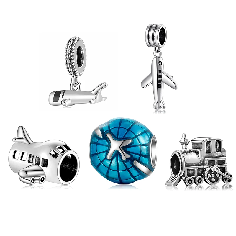 Fashion Lovely Airplane 925 Sterling Silver Charms Beads Fit Original  Charm Bracelet Jewelry Making