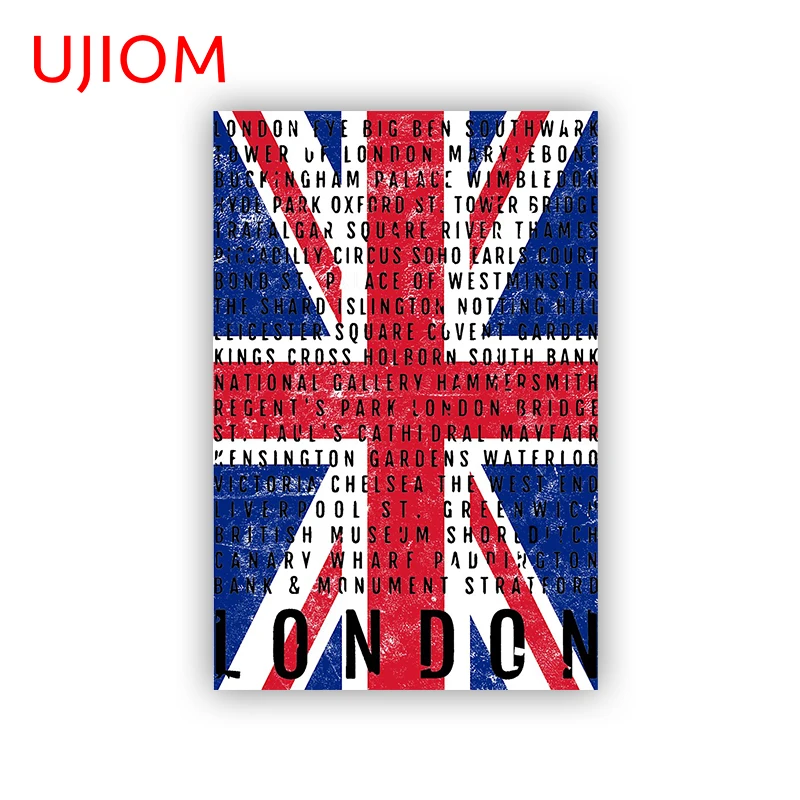 UJIOM London UK Town England Areas Children's Bedroom Decor Wall Stickers Waterproof Bathroom Living Room Decor Poster Decals