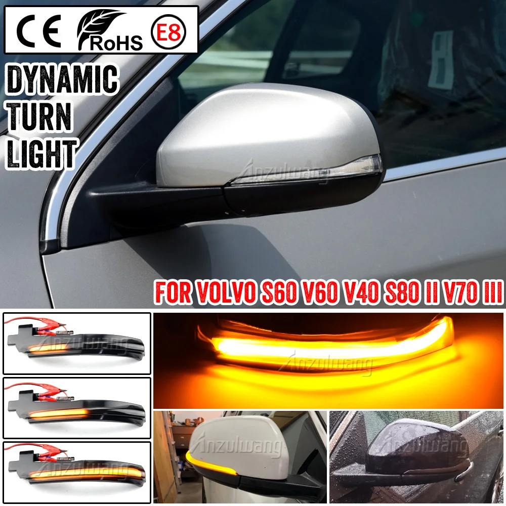 

Pair LED Dynamic Side Mirror Indicator Light Turn Signal Lights for Volvo S60 CC S60 II S80 II V40 CC 40 II V60 V60 CC V70 III