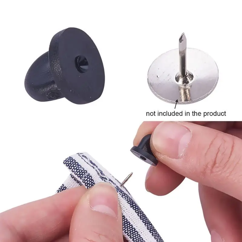 1set Black PVC Rubber Brooch Pin Backs Comfort Fit Tie Tack Lapel Pin Brooch Backing Holder Clasps Jewelry Findings