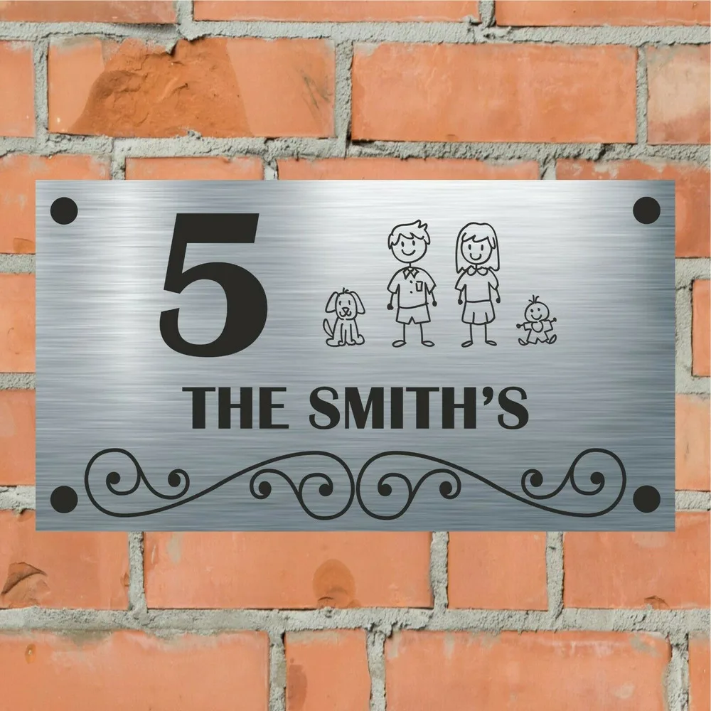 

Customized Family Aluminium House Sign Personalised - House Name/Number & Street Name