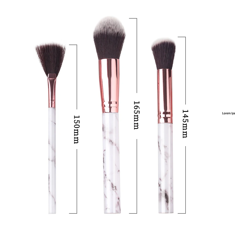 THINKSHOW 15Pcs Marble brush Set Cosmetic Powder Eye Shadow Foundation Blush Blending Beauty Make Up Tools