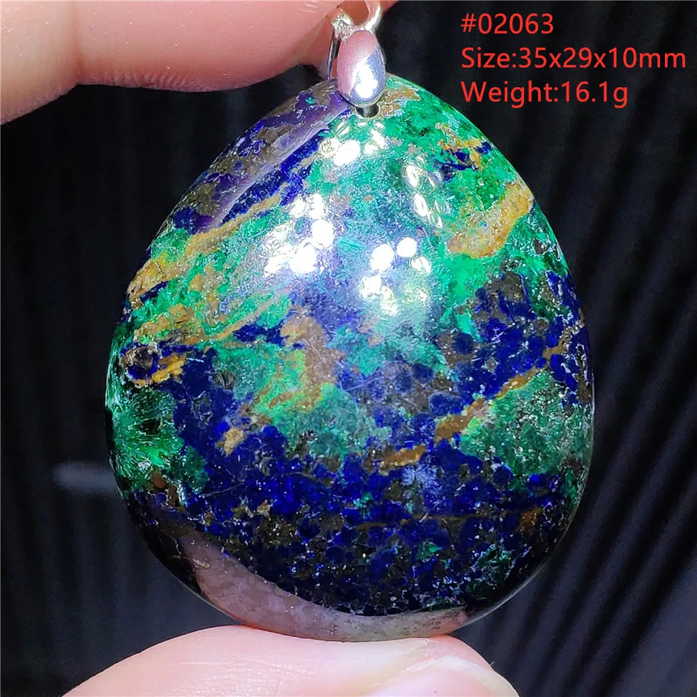 

Natural Green Malachite Azurite Blue Lapis Lazuli Pendant Necklace Green Strong Energy Women Men Water Drop Jewelry AAAAA