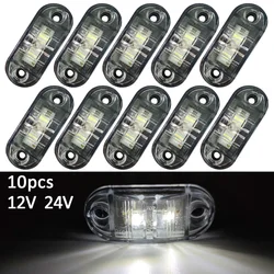 10Pcs 12V 24V LED Side Marker Lights Car External Lights Warning Tail Light Auto Trailer Truck Lorry Lamps White color