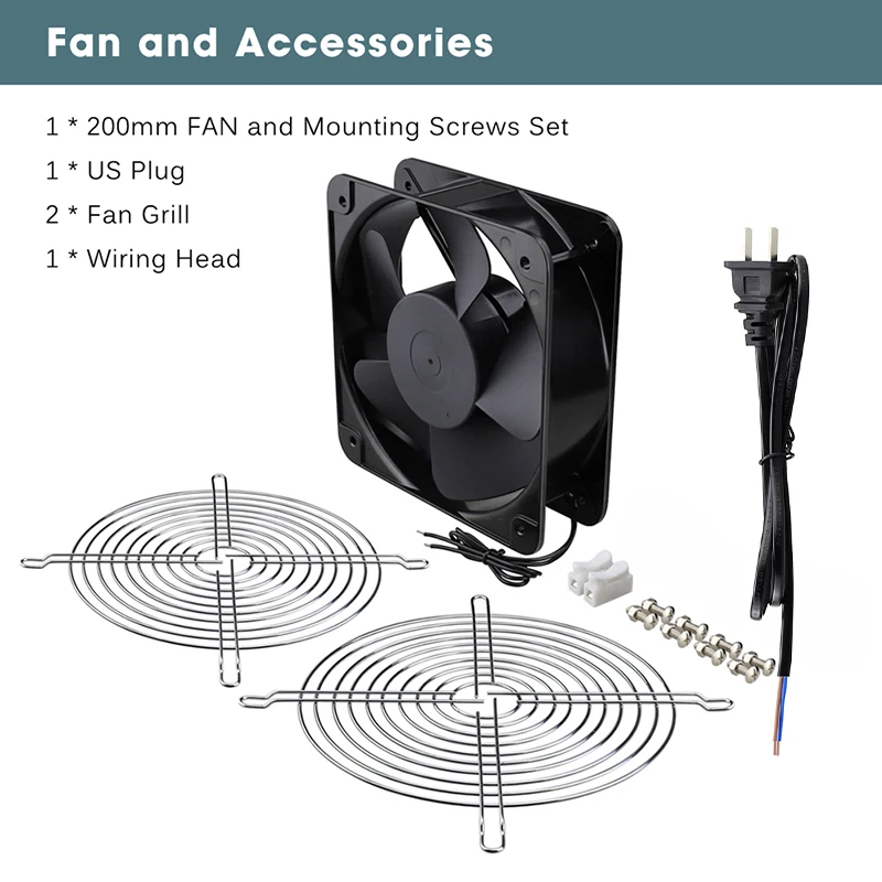 Gdstime-ventilador Axial de 220mm, 200x200x60mm, ventilador de refrigeración Industrial de bola de 20cm, gran volumen de aire de 200mm x 60mm,