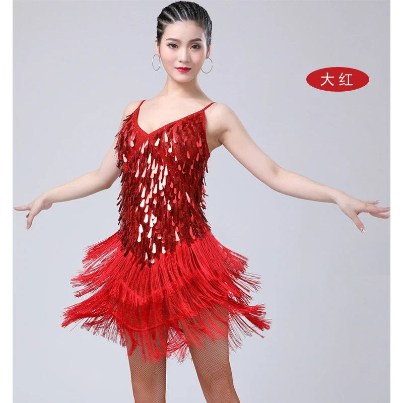 Nieuwe Vrouwen Professionele Pailletten Fringe Latin Dance Rok Party Ballroom Latin Tango Jazz Moderne Salsa Dance Jurk Rok 9 Kleuren