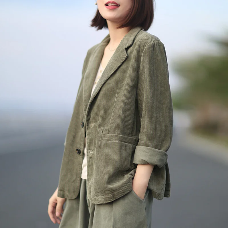 2023 New Fashion Blazers Y2k Embroidered Blazer Office Lady Women Japanese Style Jackets Corduroy Suit Vintage Preppy Style