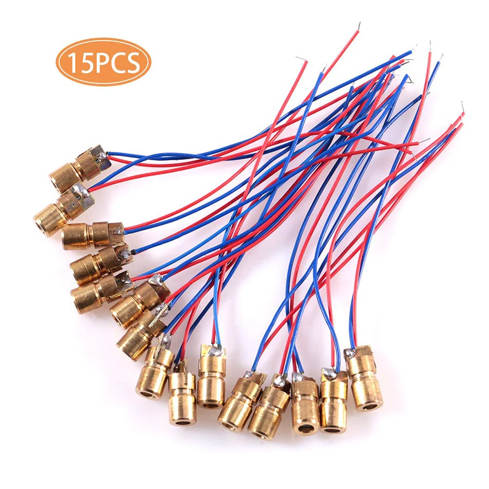 15pcs 5V 650NM 5Mw Red Dot Laser Head Red Laser Diode Laser Tube 6mm with Leads Head