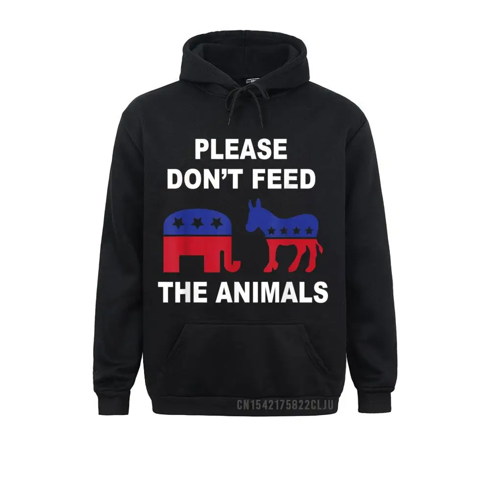 Don't Feed The Animals Funny Voting Elephant Donkey Warm Men Sweatshirts For Long Sleeve Hoodies Retro NEW YEAR DAY Hoods Unique