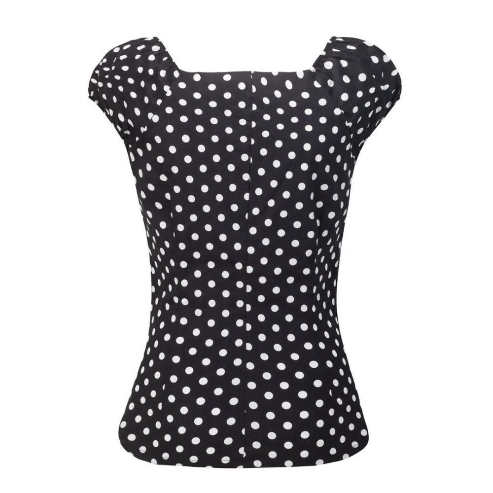 2024 Womens Vintage Blouses Polka Dot Print Pleated Short Sleeve Shirt Casual Female Sweet Summer Crop Top Blusa Feminina