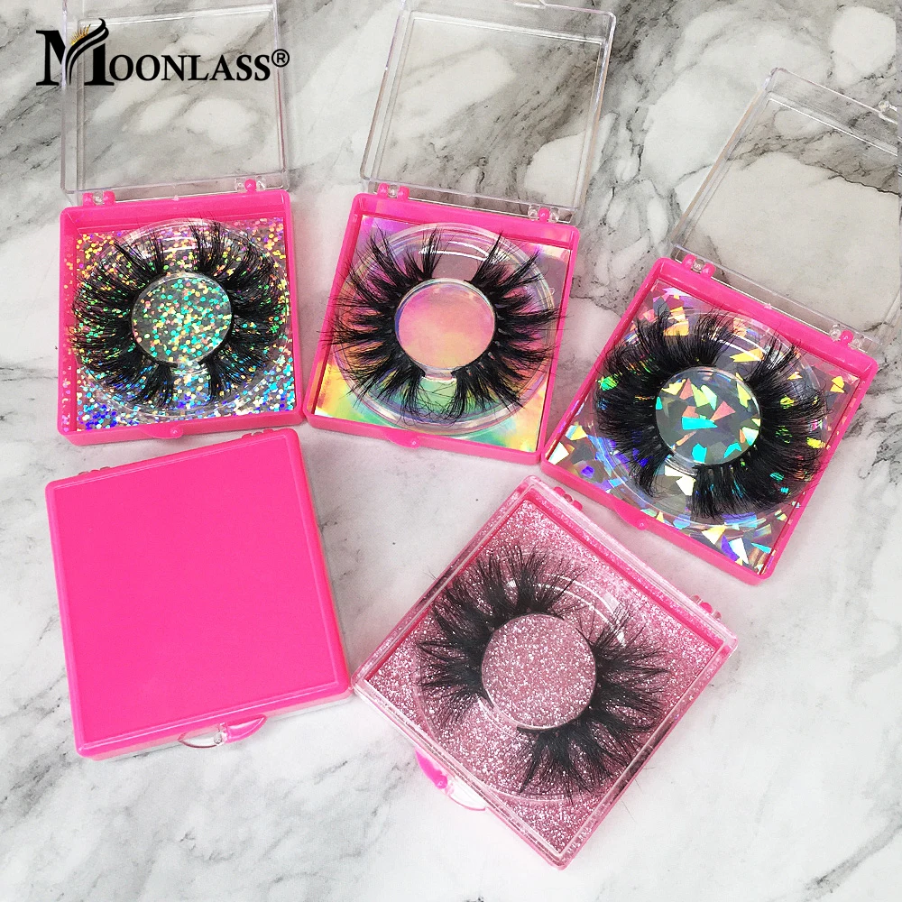 8D Fluffy Mink Eyelashes Box Package Wholesale Dramatic Lashes Mink 25MM Beauty Handmade False Eyelash Vendor Pink Case