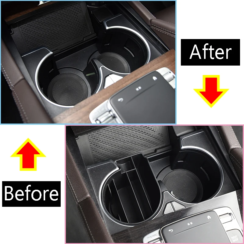 For Mercedes Benz GLE GLS 350 450 W167 X167 2020-22 Car Central Control Water Cup Storage Box Organizer ABS Interior Accessories