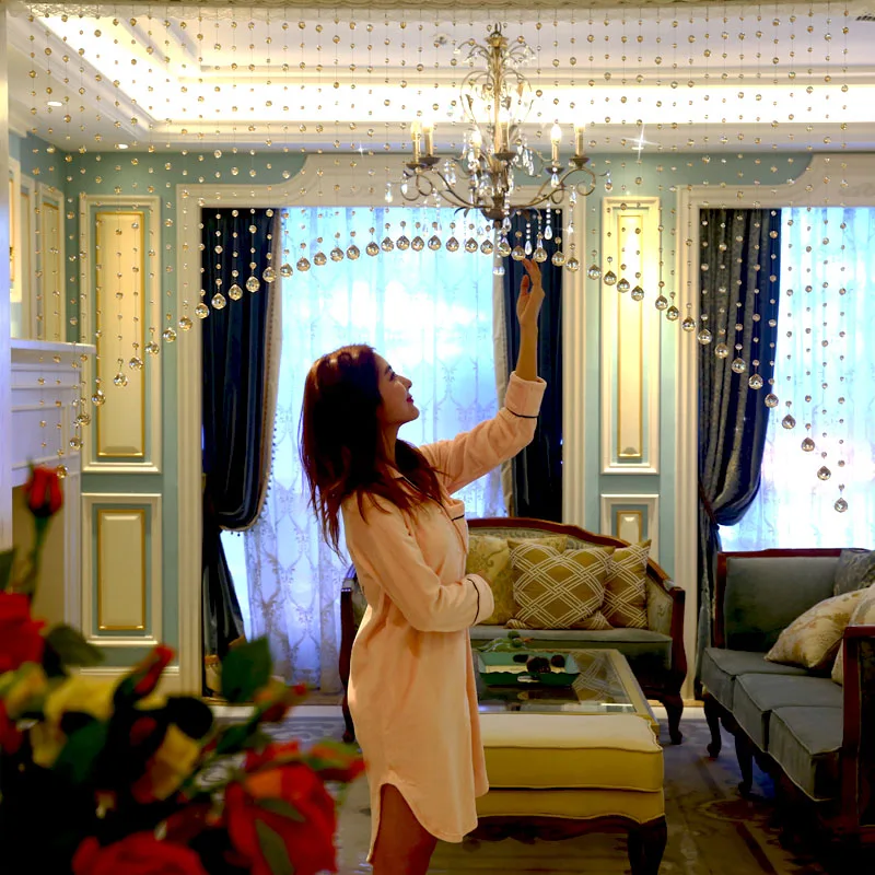 Crystal bead curtain partition free punching curtain living room home  Glitter crystal Beaded String curtain decoration bedroom
