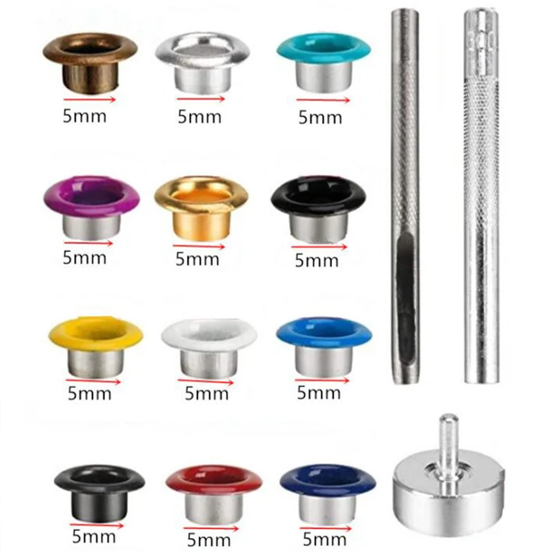 600Sets 12Colors Metal Snap Button Grommets Fasteners 5mm Eyelets Grommet Setting Tool with Storage Box DIY Sewing Accessories