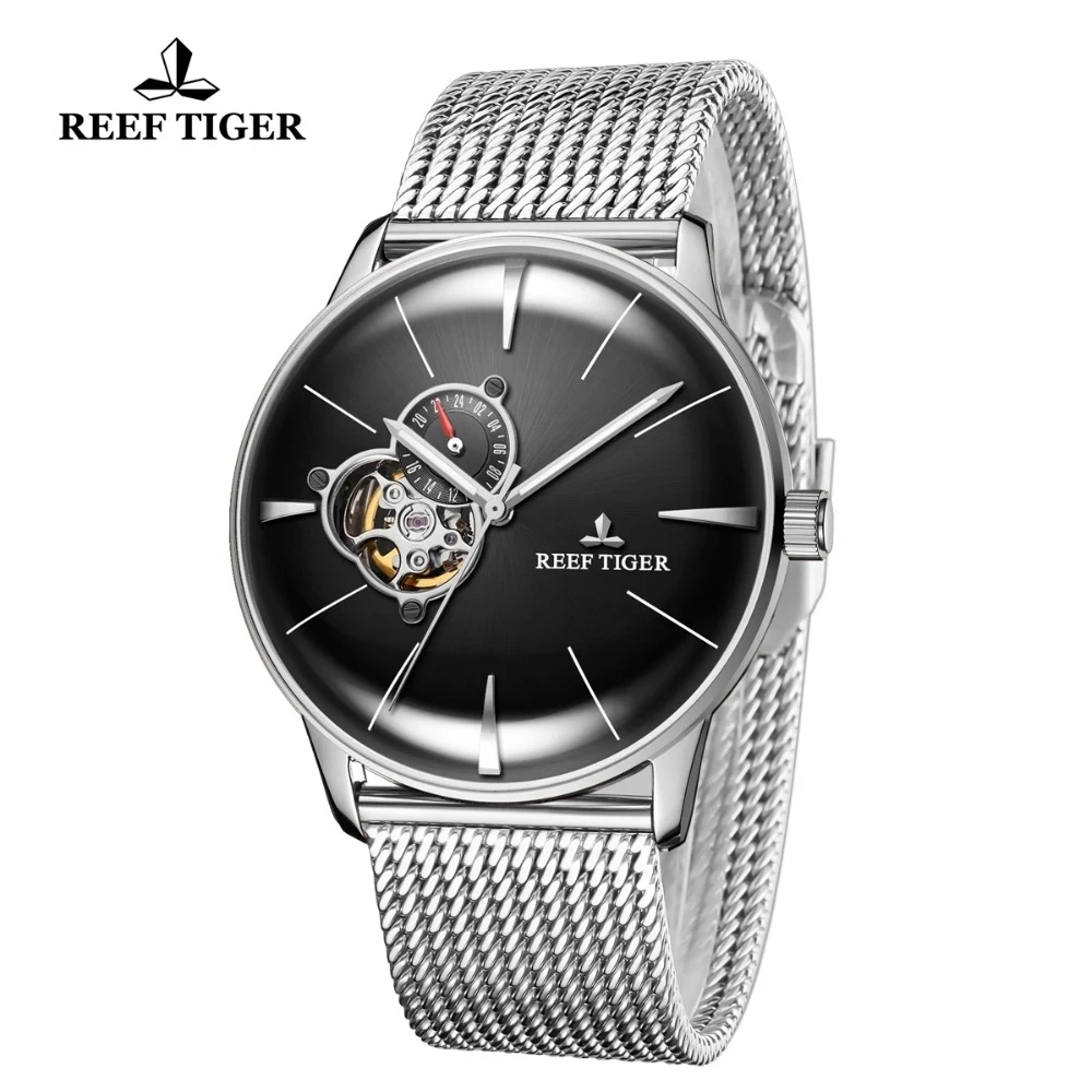 Reef Tiger/RT Luxury Designer Watches Automatic Mechanical Watch Men Steel Bracelet Watch Waterproof Watch Reloj Hombre