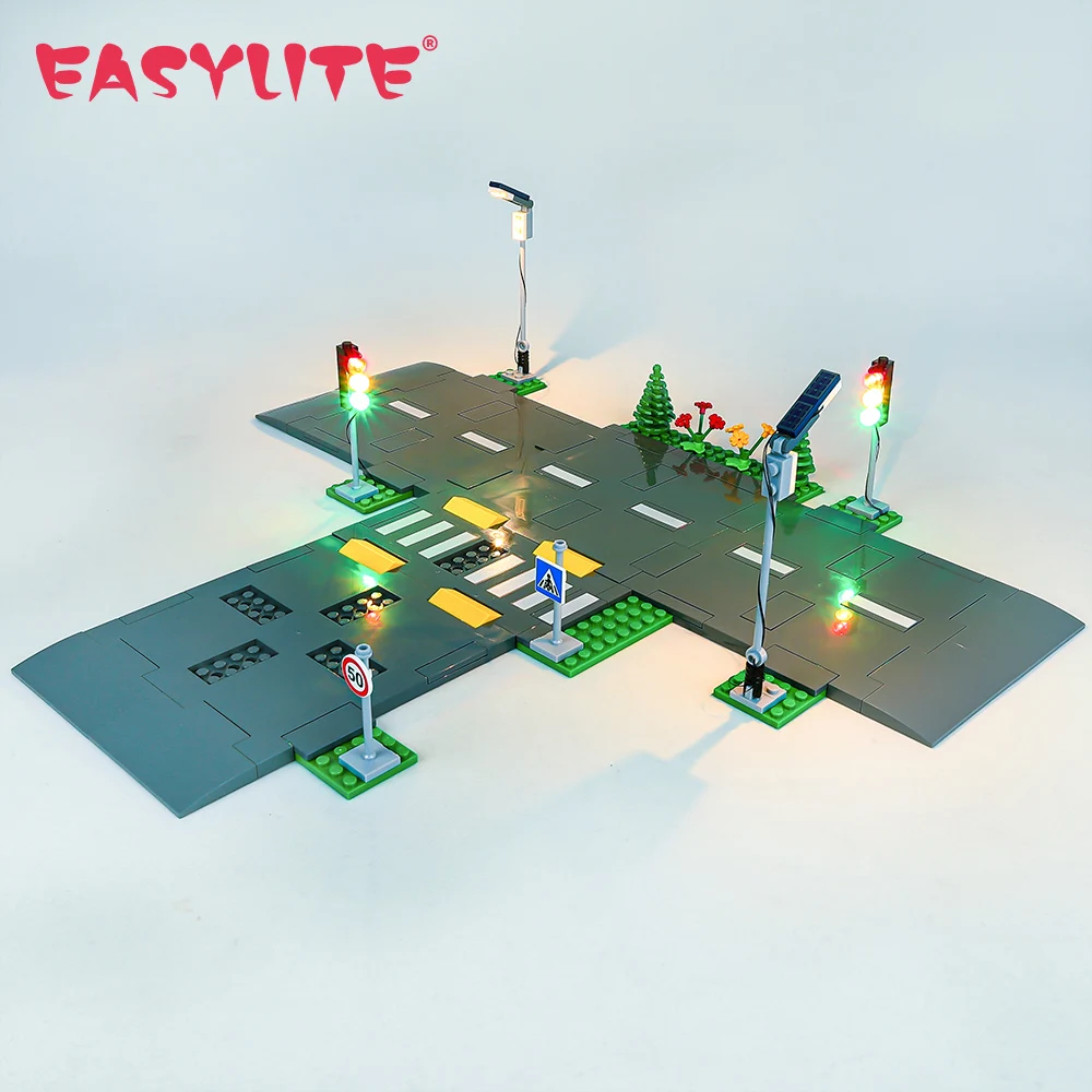 

LED Light Up Kit For 60304 MOC City Intersection Road Plates Lane Traffic Light Building Blocks DIY Toys Set Only Lighting Kit