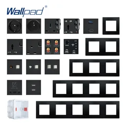 DIY Black Plastic Frame 1 2 3 4 Gang Wall Switch EU French USB IR Data Power Outlet Socket Wallpad Free Combination