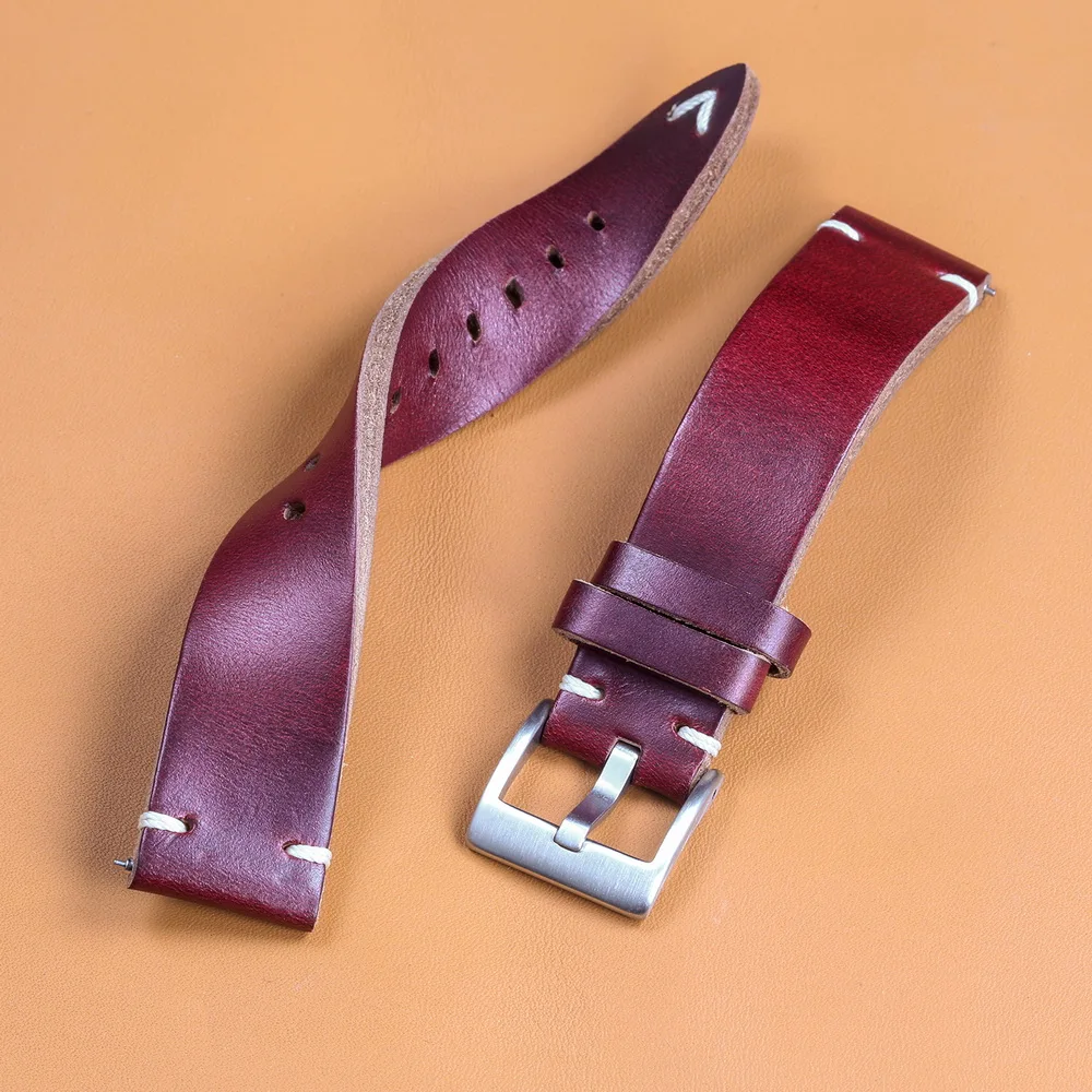 Imagem -03 - Horween Chromexcel Couro Pulseira de Relógio Feito à Mão de Liberação Rápida Macio Vintag Hemsut Cavalo Hip Couro Pulseiras de Relógio para Homens