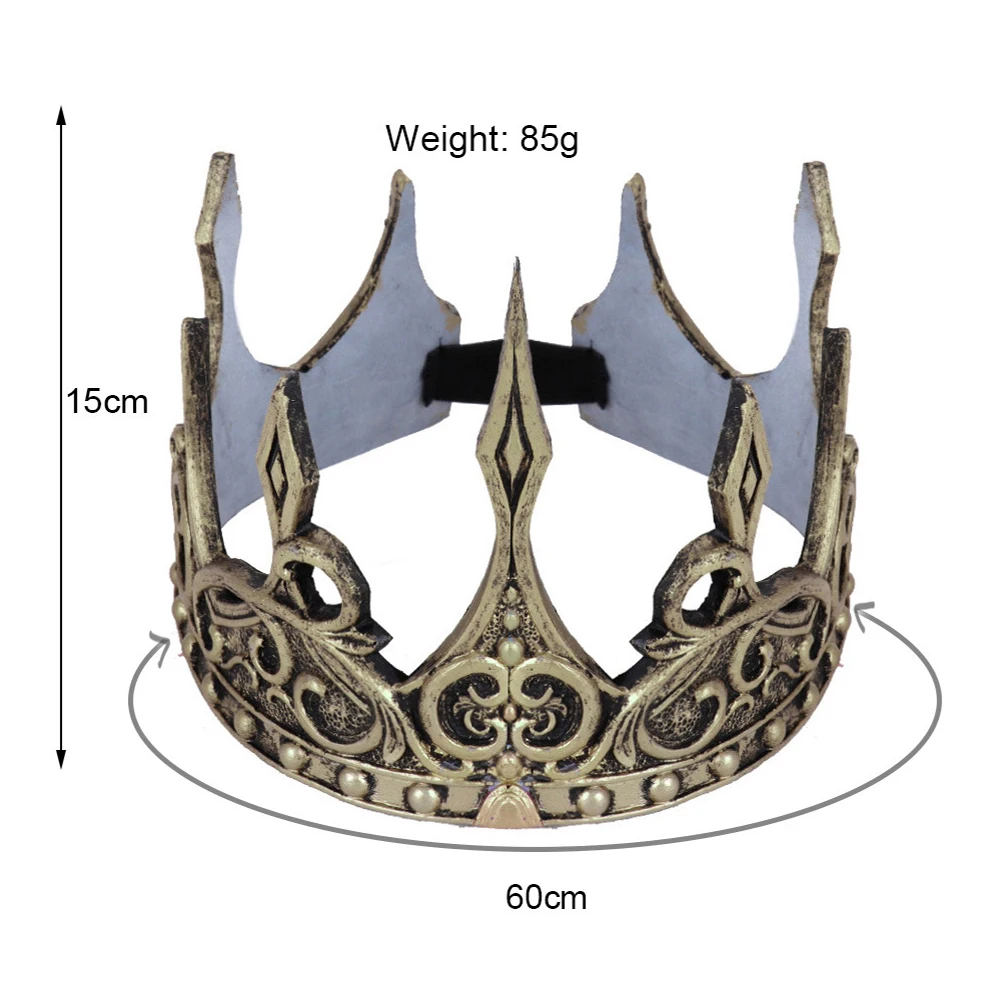 3D PU Foam Medieval Kings Crown Medieval Royal King Tiaras Crown Headwear Ancient Headdress Viking Corona Hombre King Dress Up