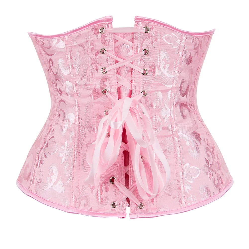 Damen Gothic Jacquard Unterbrust-Korsett Bustier Taillengürtel Schlankheits-Bodyshaper Korsett Dessous Übergröße Party Clubwear – Detail 14