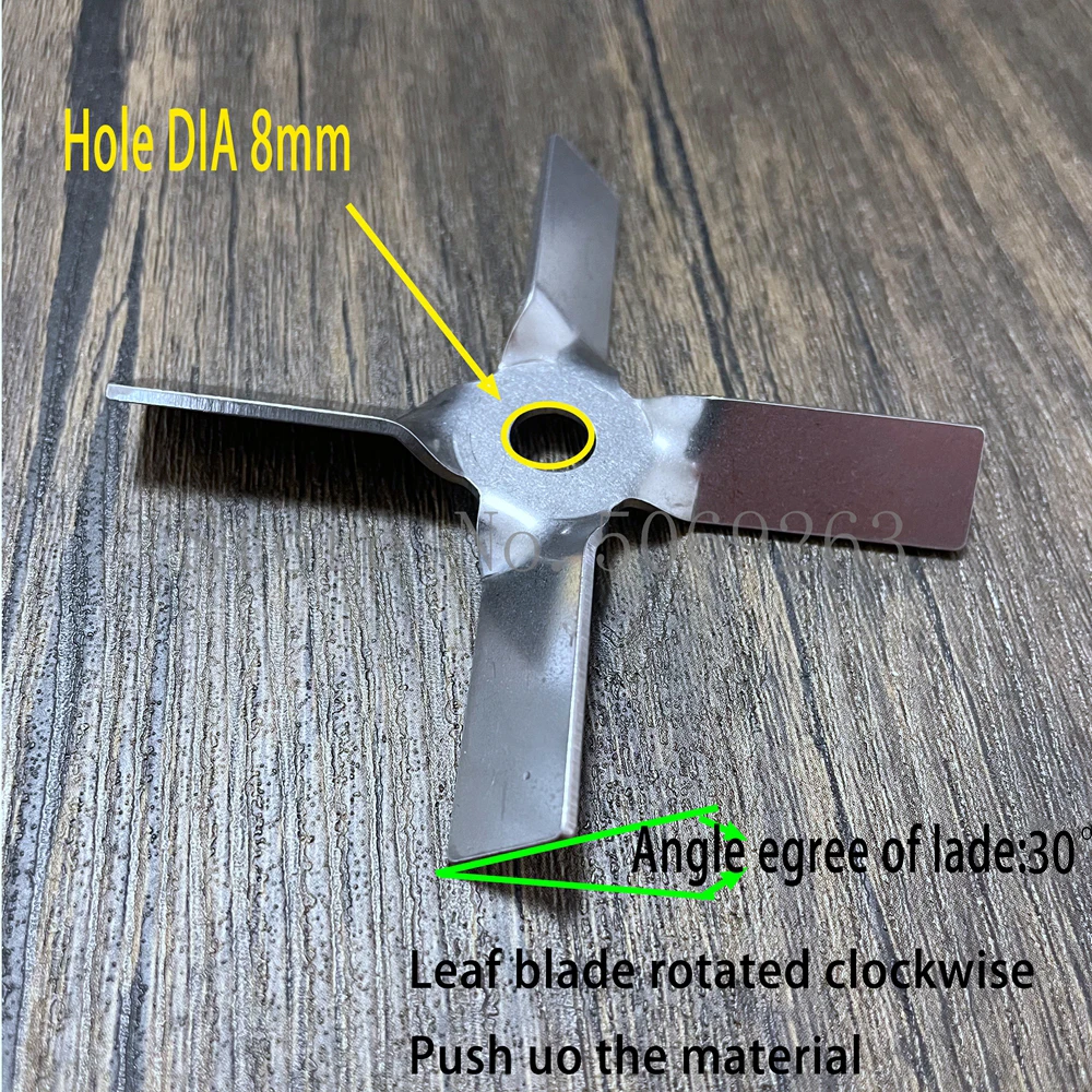 Imagem -05 - Hélice de Quatro Lâminas de de Peças 304 Agitando a Imprensa para Baixo a pá Transversal Material para o Equipamento do Misturador do Laboratório Aço Inoxidável