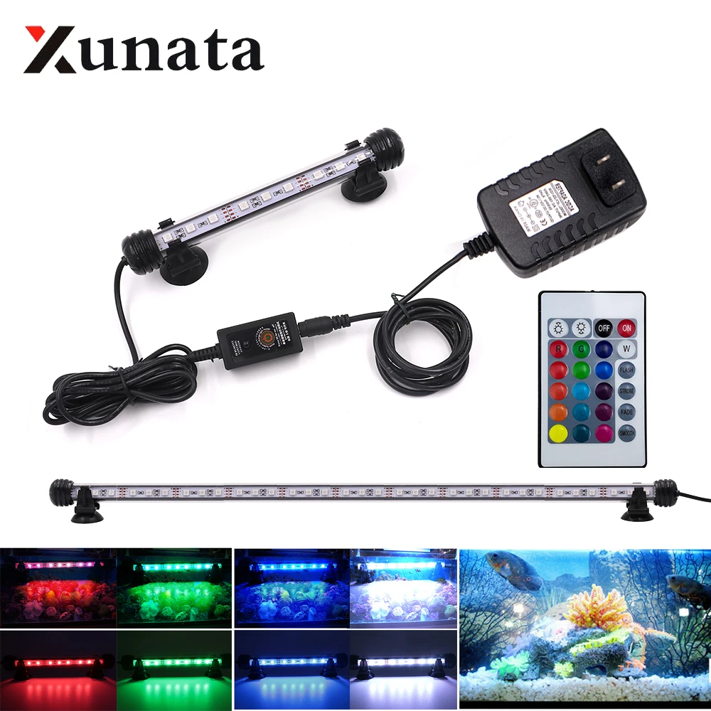 RGB Waterproof LED Aquarium Lights Fish Tank Light Bar White Submersible Underwater Clip Lamp Aquatic Decor US/EU/UK Plug