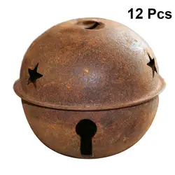 12pcs 40mm Jingle Christmas Bells Craft Decorations Decorative Craft Christmas Bells Craft Decorations Rusty Metal Christmas